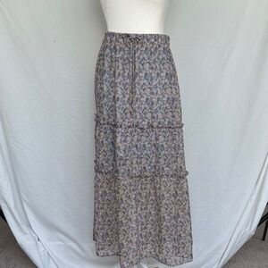Sienna Sky Floral Maxi Skirt - Blue and Pink